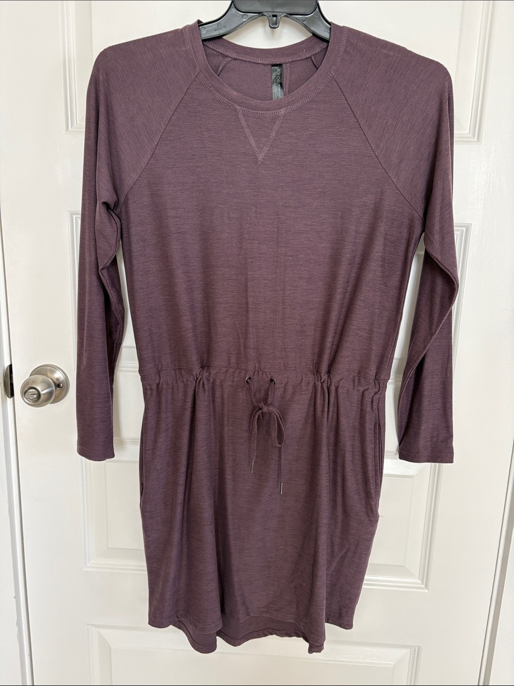 Women’s Long Sleeve Drawstring Waist Dress - Plum